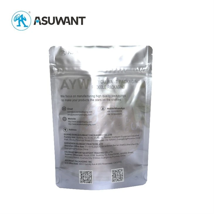 BRC Certificated Custom Premium Texture Plastic Packaging Bags With Holographic Spot Gloss UV & Raised Embossed UV Coating factory