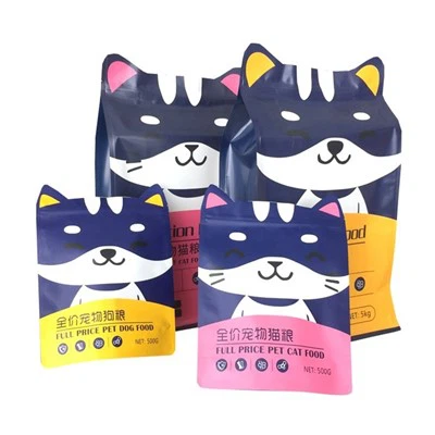 Nepravilne oblike die rezane vrečke za pse za pse za pse po meri natisnjeni natisnjeni zanašanje mačje hrane vstane z zadrgo torbico